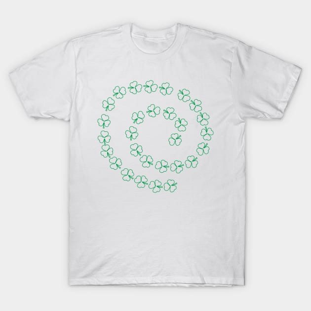 Shamrock Green Line Spiral St Patricks Day T-Shirt by ellenhenryart